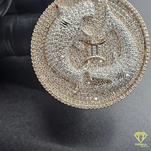 Colgante de Diamantes Cultivados en Laboratorio VVS, Estilo Hip Hop, Totalmente Cubierto de Diamantes, Personalizado al por Mayor, Plata de Ley 925, Joyería para Hombre - Product Image 2