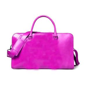 Bolsa de Viaje Deportiva de Cuero Genuino Rosa, Gran Capacidad, Impermeable, para Fin de Semana - Product Image 1