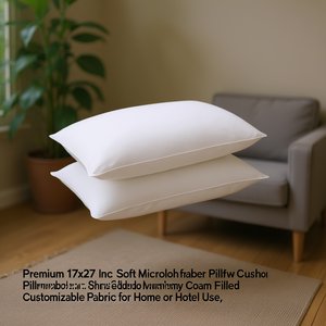 Premium 17x27 Inch Soft Microfiber <b>Pillow</b> Cushion Shredded <b>Memory</b> Foam Filled Customizable Fabric for Home or Hotel Use - Product Image 3