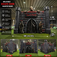 Tente Gonflable Commerciale Château d'Horreur Halloween Maison Hantée Salle d'Évasion Imperméable Taille Personnalisable pour Événements