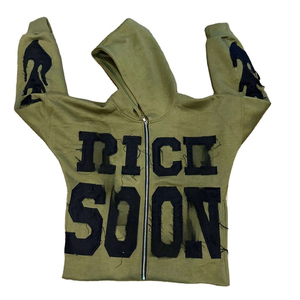 เสื้อฮู้ดดี้ปักลายคุณภาพสูงแบบ OEM ซิปหน้า ปักโลโก้ตามสั่ง เนื้อผ้าหนา 100% คอตตอนหวีอย่างดี สไตล์ลำลองสำหรับผู้ชาย เสื้อฮู้ดดี้แนวสตรีทแวร์ - Product Image 2