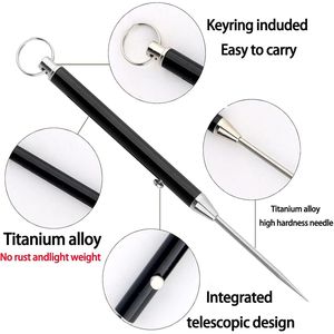 Portachiavi con Stuzzicadenti in Titanio Portatile, Porta Stuzzicadenti Telescopico Riutilizzabile in Acciaio Inossidabile, Cura Orale Tascabile in Metallo, Formato da Viaggio - Product Image 3