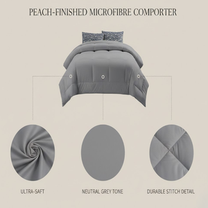 Couette moderne en microfibre pêche toutes saisons |   Ultra doux, écologique, lavable en machine, 200TC, léger, durable - Product Image 5