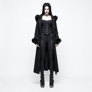 Mode À Capuche Noir Hiver Longed-Trench Femmes Respirant-Col De Fourrure Détachable Gothique-Victoriens Corset-Manteau - Product Image 1
