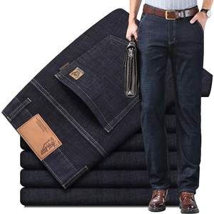 2026 Wholesale Large Size Fashion Regular <b>Stretch</b> <b>Men</b> Straight Knitted Denim Jeans New Design Trend High Waist Business Casual - Product Image 5