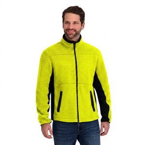 Chaqueta de Forro Polar a Cuadros Gris para Hombre, Cuello Alto con Cremallera, Casual, Resistente al Viento, para Otoño, Corte Regular, con Bolsillos - Product Image 3
