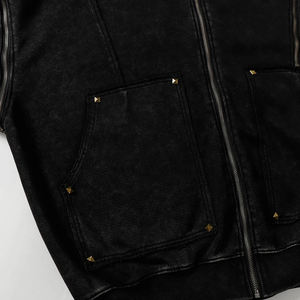 Sudaderas con Capucha de Alta Calidad, Personalizadas con Logotipo, Tejido de Punto de Algodón, Estilo Urbano Vintage, con Cremallera, Remaches y Parches, Talla Grande - Product Image 6