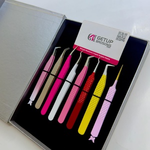 GETUP BROSONS IMPEX – Kit de pinces à extensions de cils colorées et de styles variés, outils de précision en acier inoxydable anti-magnétique et lisses - Product Image 3