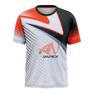 T-shirts de sport pour hommes en coton 100% avec logo personnalisé, maillots de course pour hommes, t-shirts de sport à col contrastant imprimés par sublimation - Product Image 6