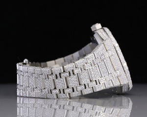 Edición limitada Iced Out VVS Clarity Moissanite Diamond Studded Oyester Reloj analógico de acero inoxidable blanco completo al menos precio - Product Image 3