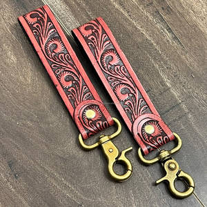 Porte-clés en cuir floral artisanal de qualité supérieure avec dragonne – Dragonne personnalisée style cowgirl pour clés de voiture, cadeau avec sangles mousqueton - Product Image 5