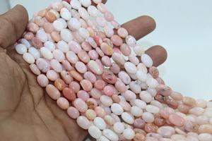 Cuentas de Ópalo Rosa Natural de Primera Calidad, Corte Ovalado, 8mm, 14 Pulgadas, Lisas, para la Elaboración de Joyería - Product Image 4