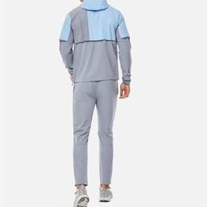 Ensemble coupe-vent pour homme avec capuche, léger, respirant, manches longues, fermeture éclair sur le devant, pantalon avec poches latérales - Product Image 4
