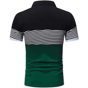 Men's Short Sleeve Striped Color Blocked <b>Polo</b> Shirt Regular Fit Casual Knitted Top Black <b>White</b> Green - Product Image 4