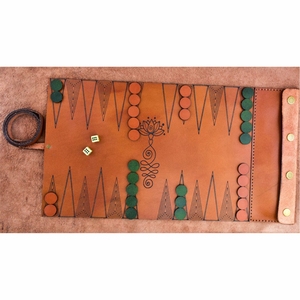 En gros, Ensemble de backgammon portable enroulable en cuir et suède, jeu de voyage avec coupes à dés en bois personnalisées, pour la famille et l'extérieur - Product Image 5