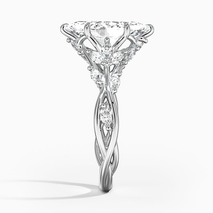Anillo de boda clásico para mujer, de plata de ley 925, con diamantes de moissanita de corte marquesa y diseño de hoja. - Product Image 4