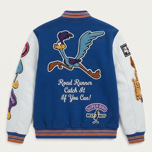 Most Demands High Quality Custom Logo New <b>Men's</b> Blue and <b>White</b> Varsity Jacket Embroidered Patch Letterman Baseball <b>Coat</b> Autumn - Product Image 6
