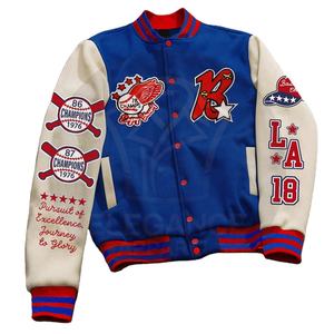 Manches longues haute qualité faire ses propres hommes lettre broderie deux tons bal à manches longues bloc de couleur collège Baseball vestes nouveau - Product Image 2