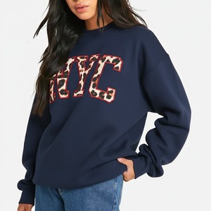 Sweat-shirt molletonné décontracté surdimensionné à col roulé pour femme, épaules tombantes, 100 % coton respirant, personnalisable avec logo (OEM/ODM) - Product Image 1