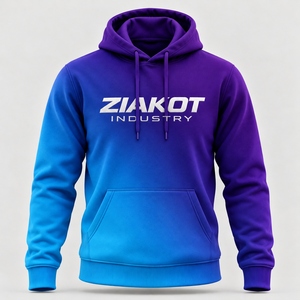 <b>Men's</b> Purple Blue Gradient Pullover Hoodie Hooded Sweatshirt Front Pocket Casual Autumn Streetwear Gradient Hoodie Manufacturer - Product Image 3