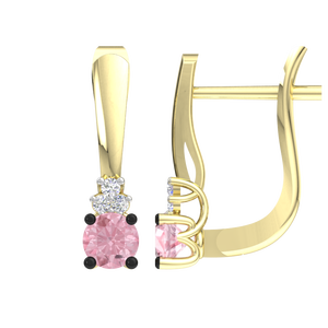 925 Sterling <b>Silver</b> Gold Plated Pink CZ Bezel Set Luxury Huggie <b>Drop</b> <b>Earrings</b> for Women Wedding Handmade Bulk - Product Image 2