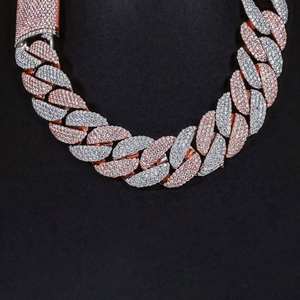 Collection Hip Hop : Pendentif et breloques en moissanite taille ronde, chaîne cubaine en argent sterling blanc et rose pour homme - Product Image 6