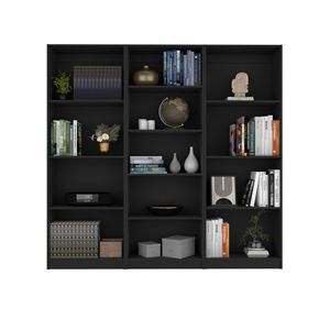 Lainor 3 pezzi nero libreria per la casa Set 74 \ "largo con 13 ripiani per soggiorno - Product Image 2