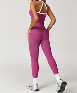 Trending OEM Solid <b>Cross</b> Bra Cutout High Waist Yoga Leggings 2-Piece Set Breathable Quick Dry Eco-Friendly Seamless Lightweight - Product Image 3