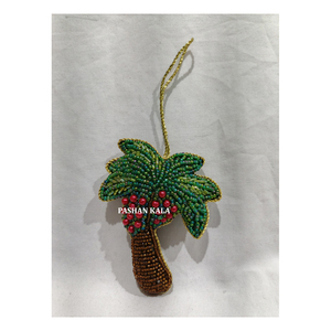 Hermoso árbol de Navidad dorado Zari, adorno colgante en forma de árbol con Material de tela hecho a mano, uso para decoración de fiesta de cumpleaños - Product Image 3