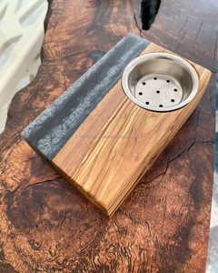 Quemador de Incienso Bakhoor de Madera Natural con Diseño de Resina Epoxi, Elegante Mubkhar Aromático para Hogares Árabes Modernos, Hoteles y Conjuntos de Regalo Festivos - Product Image 1