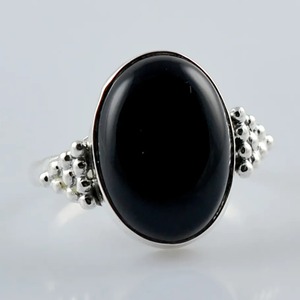 Black Onyx <b>Ring</b> 925 Sterling <b>Silver</b> Handmade Boho <b>Statement</b> Promise <b>Ring</b> for Women Natural Oval Black Onyx <b>Ring</b> July Birthstone - Product Image 1