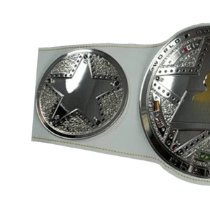 Cinturón de Campeón Mundial de Boxeo con Correa Blanca y Diseño de Estrella Plateada y Roja, Calidad Premium - Product Image 3