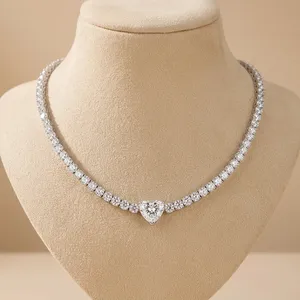 Collar de Diamantes Sintéticos Cultivados en Laboratorio con Corte Corazón, Certificado IGI, Chapado en Oro, Joyería de Lujo para Mujer, Estilo Hip Hop, Color D - Product Image 2