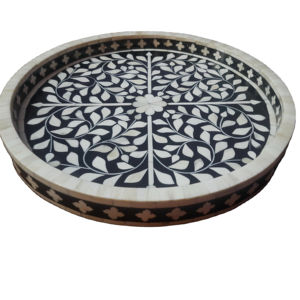 Nouveau plateau Feng Shui rond ILAHI, artisanal, écologique, design élégant et décoratif, qualité supérieure, pour la maison et la cuisine, idéal pour servir des aliments chauds - Product Image 1