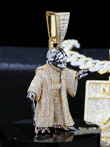 Collier pendentif en argent sterling avec chaîne, motif de dessin animé 3D hip-hop pour homme, nouveau modèle 2025, avec boîte cadeau personnalisée - Product Image 3