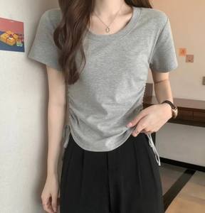 Camiseta Deportiva de Manga Corta para Mujer, Corte Ajustado, 100% Algodón, Secado Rápido, Antiarrugas, Antipilling, para Todas las Temporadas - Product Image 3