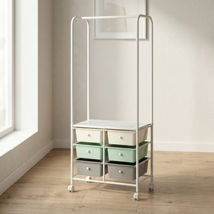 Clothing Organizer <b>Storage</b> Cart with 6 <b>Drawers</b> Metal Rack for Wardrobe Minimalist Design Standing Type Multifunctional - Product Image 5