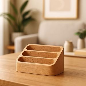 Minimalist Wood Card Holder Business Card Storage Display <b>Stand</b> Handmade Office Desk Organizer Accessory - Product Image 6