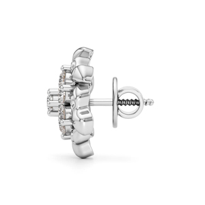 Classic Flower <b>Stud</b> <b>Earrings</b> Women's 925 <b>Silver</b> Diamond Round Brilliant Cut Everyday Wear Jewelry - Product Image 2