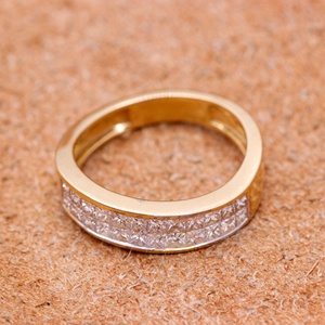Alta calidad diamante piedra preciosa 18K oro amarillo sólido hecho a mano mujeres Anillos De Compromiso joyería para mayorista - Product Image 3