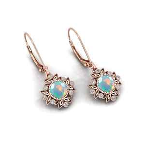 Boucles d'oreilles pendantes opale en argent sterling 925 plaqué or 14 carats, style Art Déco, bijoux pour femmes - Product Image 6