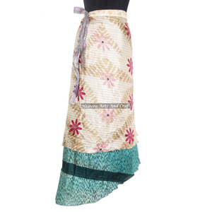 Buen Precio, Falda de Playa Delgada al por Mayor, Estilo Bohemio/Gipsy/Tailandés, Falda Cruzada para Mujer, Falda Cruzada de Dos Capas con Estampado para la Playa - Product Image 5