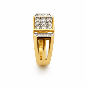 Anillo de Oro Amarillo de 14 Quilates para Hombre con Circonitas Cúbicas en Forma de Cuadrado, Micro Pavé, Piedras Laterales, Anillo de Boda, Regalo, Joyería - Product Image 3