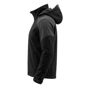 Veste imperméable à capuche pour homme, col montant, fermeture éclair, vêtement d'hiver décontracté, noir, polyester, nylon - Product Image 3