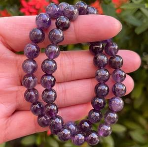 Chakralume Natural Amethyst Ball-Shaped <b>Beaded</b> <b>Bracelet</b> for Healing Reiki Energy Jewelry Unisex Gift 8mm Wholesale - Product Image 3