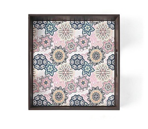 Superfine Quality Floral Design <b>Square</b> Trays with Handles for Serving Snacks for Home and Kitchen and <b>Dinning</b> Purpose Usage - Product Image 3
