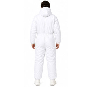 Combinaison de neige unisexe blanche à capuche, imperméable, longue, décontractée, couleur unie, taille élastique, taille adulte - Product Image 5