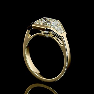 Anillo de Diamantes Asscher Vintage Certificado por IGI de 3 Ct, Bisel de Oro de 18K, 3 Diamantes Laterales en Forma de Trapezoide, Joyería Fina para Aniversario o Boda - Product Image 2