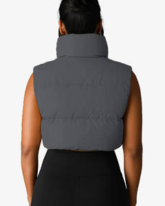 Nuevo Chaleco Corto Acolchado para Mujer, Color Gris Oscuro, Cuello Alto, Abrigo de Invierno, Venta al Por Mayor, Chaqueta de Invierno con Logotipo Personalizado - Product Image 2
