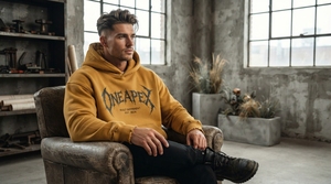 Men's Mustard <b>Yellow</b> Distressed <b>Hoodie</b> Oversized Heavyweight Cotton Fleece Graphic Pullover Streetwear Sweatshirt Custom Logo - Product Image 5